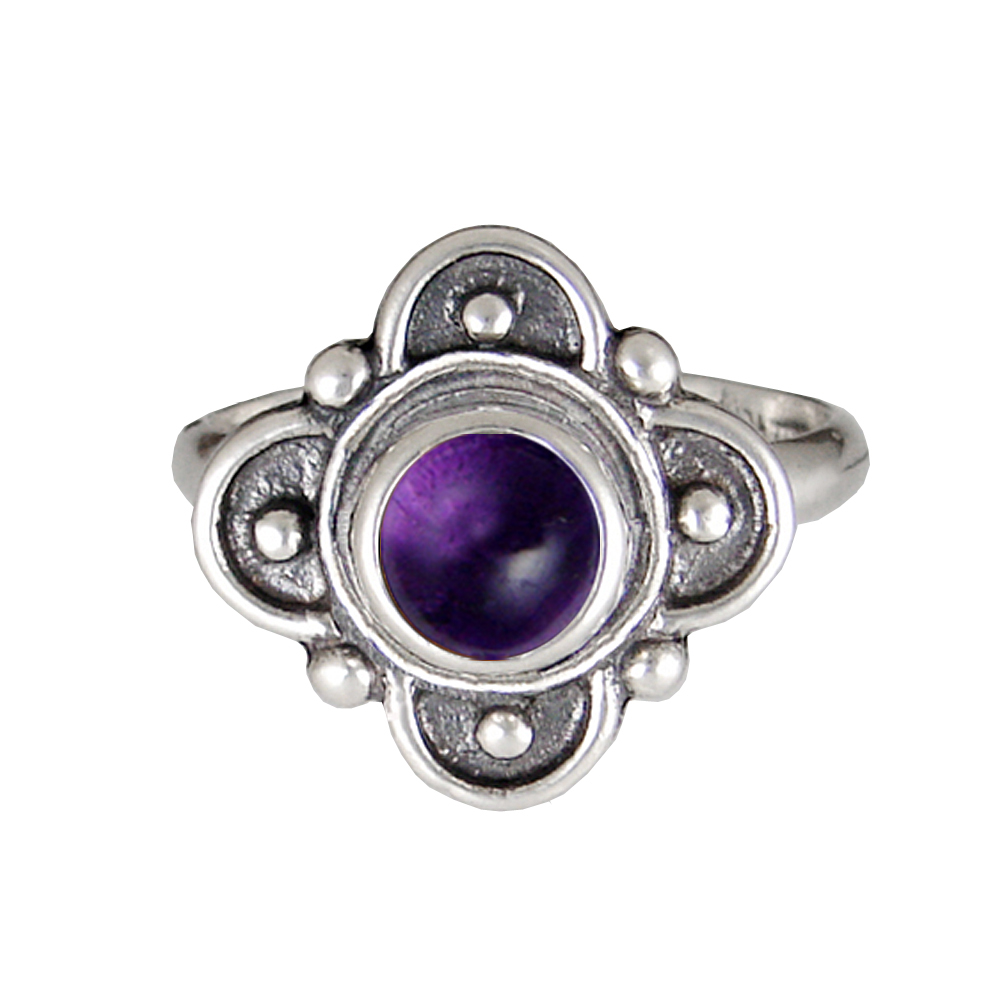 Sterling Silver Gemstone Ring With Amethyst Size 7